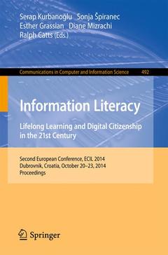 Couverture de l’ouvrage Information Literacy: Lifelong Learning and Digital Citizenship in the 21st Century