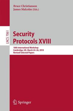 Couverture de l’ouvrage Security Protocols XVIII
