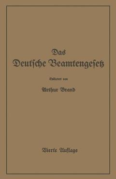 Couverture de l’ouvrage Das Deutsche Beamtengesetz (DBG)
