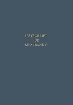 Couverture de l’ouvrage Festschrift für Leo Brandt zum 60. Geburtstag