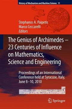 Couverture de l’ouvrage The Genius of Archimedes -- 23 Centuries of Influence on Mathematics, Science and Engineering