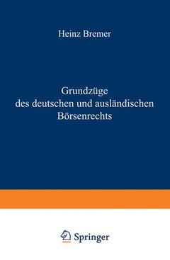 Cover of the book Grundzüge des deutschen und ausländischen Börsenrechts