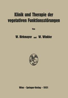 Couverture de l’ouvrage Klinik und Therapie der vegetativen Funktionsstörungen