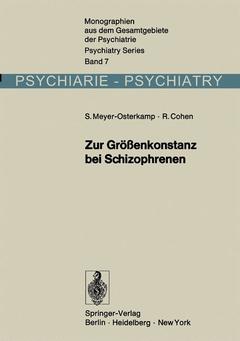 Couverture de l’ouvrage Zur Größenkonstanz bei Schizophrenen