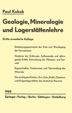 Couverture de l’ouvrage Geologie, Mineralogie und Lagerstättenlehre