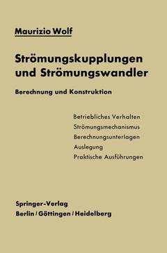 Couverture de l’ouvrage Strömungskupplungen und Strömungswandler