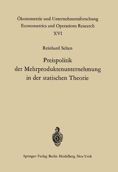 Couverture de l’ouvrage Preispolitik der Mehrproduktenunternehmung in der statischen Theorie