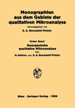Couverture de l’ouvrage Anorganische Qualitative Mikroanalyse