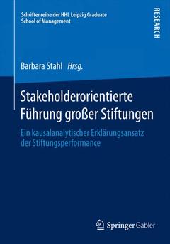 Couverture de l’ouvrage Stakeholderorientierte Führung großer Stiftungen