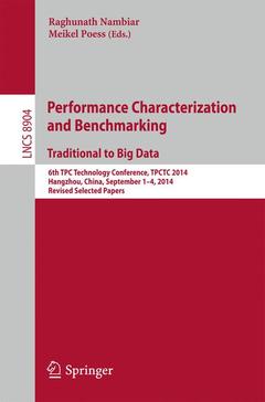 Couverture de l’ouvrage Performance Characterization and Benchmarking. Traditional to Big Data