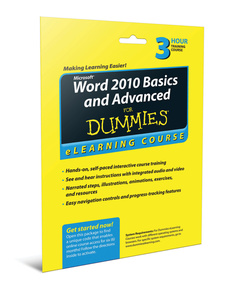 Couverture de l’ouvrage Word 2010 Basics and Advanced For Dummies eLearning Course Access Code Card (6 Month Subscription)