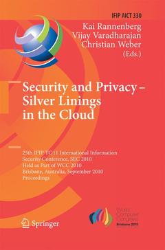 Couverture de l’ouvrage Security and Privacy - Silver Linings in the Cloud