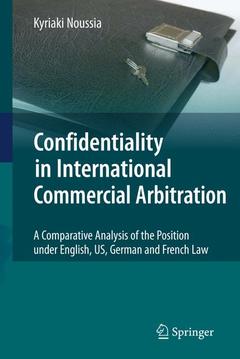 Couverture de l’ouvrage Confidentiality in International Commercial Arbitration