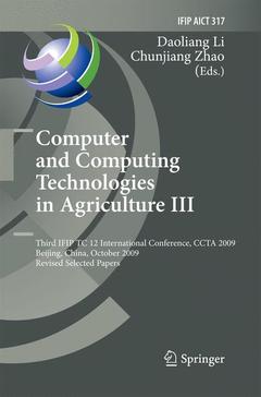 Couverture de l’ouvrage Computer and Computing Technologies in Agriculture III