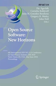 Couverture de l’ouvrage Open Source Software: New Horizons