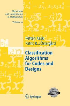 Couverture de l’ouvrage Classification Algorithms for Codes and Designs