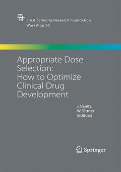 Couverture de l’ouvrage Appropriate Dose Selection - How to Optimize Clinical Drug Development