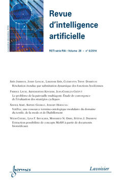 Couverture de l’ouvrage Revue d'intelligence artificielle RSTI série RIA Volume 28 N° 6/Novembre-décembre 2014