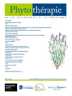 Couverture de l’ouvrage Phytothérapie Vol. 13 N°1 - février 2015