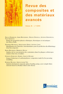 Couverture de l’ouvrage Revue des composites et des matériaux avancés Volume 25 N°1/Janvier-Mars 2015