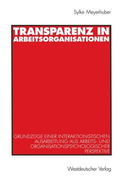Cover of the book Transparenz in Arbeitsorganisationen