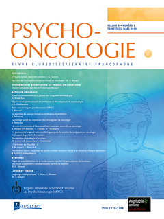 Couverture de l’ouvrage Psycho-Oncologie Vol. 9 N° 1 - mars 2015