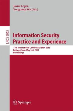 Couverture de l’ouvrage Information Security Practice and Experience