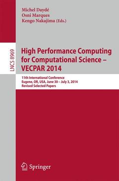 Couverture de l’ouvrage High Performance Computing for Computational Science -- VECPAR 2014