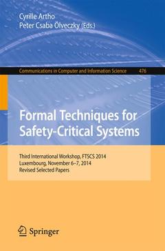 Couverture de l’ouvrage Formal Techniques for Safety-Critical Systems