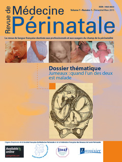 Couverture de l'ouvrage Revue de Médecine Périnatale Vol. 7 N°1 Mars 2015