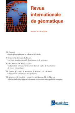 Couverture de l’ouvrage Revue internationale de géomatique Volume 25 N° 2/Avril-Juin 2015