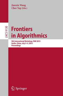 Couverture de l’ouvrage Frontiers in Algorithmics