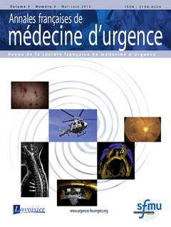 Couverture de l’ouvrage Annales françaises de médecine d'urgence Vol. 5 n°3 - Mai-Juin 2015