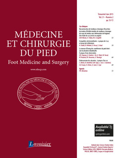 Couverture de l’ouvrage Médecine et chirurgie du pied Vol. 31 N° 2 - Juin 2015