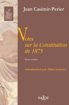 Couverture de l’ouvrage Notes sur la constitution de 1875