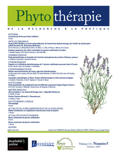 Couverture de l’ouvrage Phytothérapie. Vol. 13 N°5 - Octobre 2015
