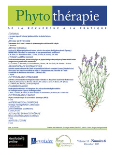 Couverture de l’ouvrage Phytothérapie. Vol. 13 N°6 - Décembre 2015