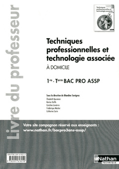 Cover of the book Techniques professionnelles et technologie associee (poch) 1e/term bpro assp opt domic - professeur
