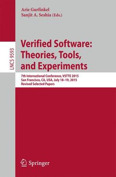 Couverture de l’ouvrage Verified Software: Theories, Tools, and Experiments