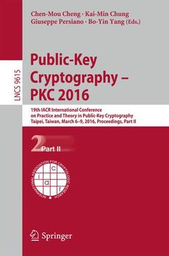 Couverture de l’ouvrage Public-Key Cryptography – PKC 2016