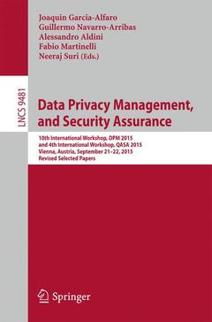 Couverture de l’ouvrage Data Privacy Management, and Security Assurance