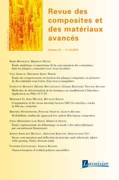Couverture de l'ouvrage Revue des composites et des matériaux avancés Volume 25 N° 3-4/Juillet-Décembre 2015
