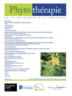 Couverture de l’ouvrage Phytothérapie. Vol. 14 N°1 - Février 2016