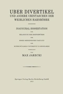 Couverture de l’ouvrage Über Divertikel und Andere Urintaschen der Weiblichen Harnröhre