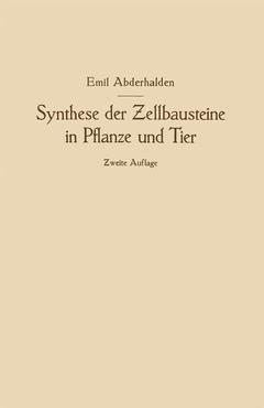 Couverture de l’ouvrage Synthese der Zellbausteine in Pflanze und Tier