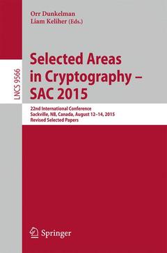 Couverture de l’ouvrage Selected Areas in Cryptography - SAC 2015