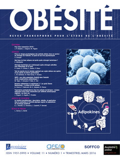 Couverture de l'ouvrage Obésité. Vol. 11 N° 1 - Mars 2016