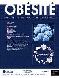 Couverture de l’ouvrage Obésité. Vol. 11 N° 2 - Juin 2016