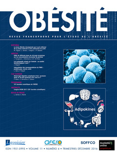 Couverture de l'ouvrage Obésité. Vol. 11 N° 4 - Décembre 2016