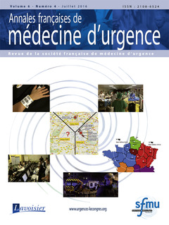 Couverture de l’ouvrage Annales françaises de médecine d'urgence Vol. 6 n°4 - Juillet-Août 2016